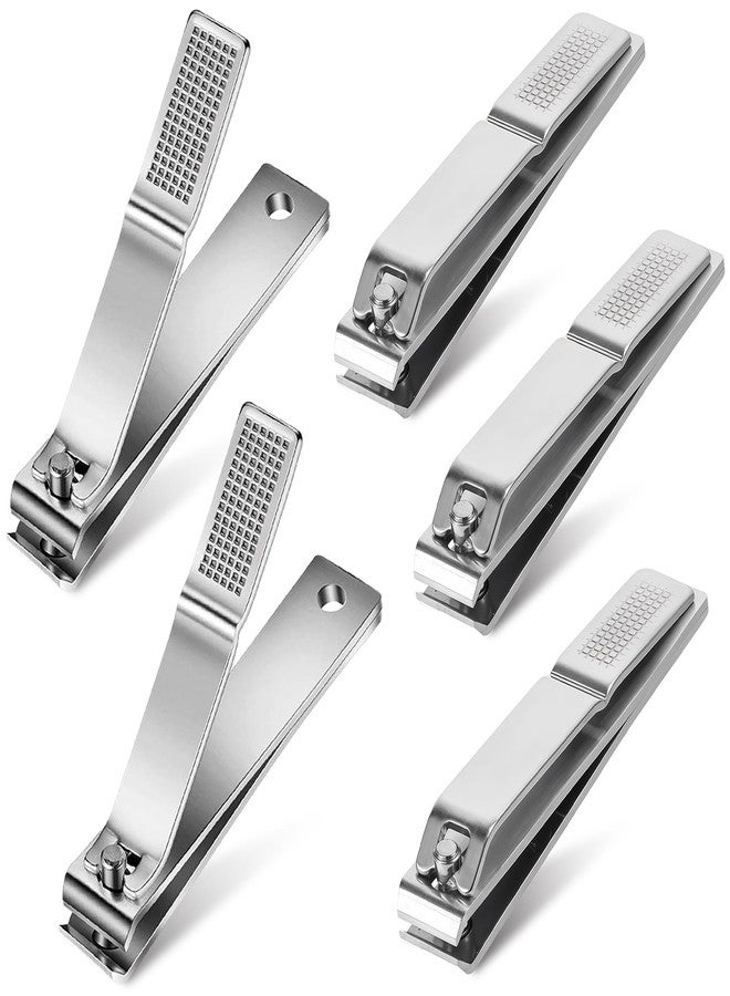 AVERZELLA 5-Pack Large Toenail Clippers Straight Edge, 3.15 inch Long Handled Non-Slip Toenail Clippers for Seniors Adults, Stainless Steel Big Toe Nail Clippers Bulk Set for Men Women (Silver) - Image 1